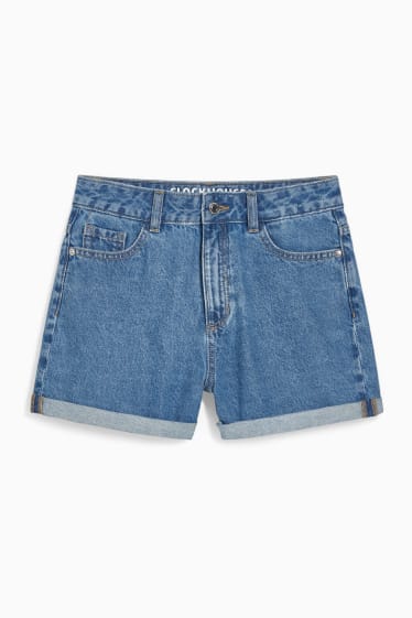 Women - CLOCKHOUSE - denim shorts - high waist - denim-light blue