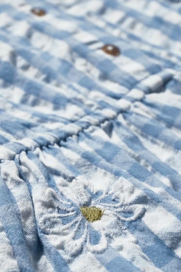 Dames - Blouse - geruit - wit / blauw