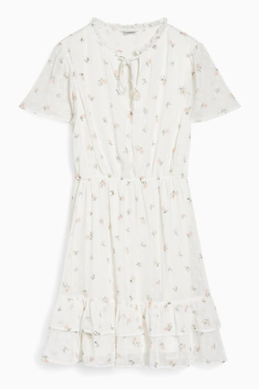 Femmes - CLOCKHOUSE - robe Fit & Flare - motif floral - blanc