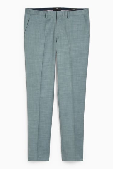 Pánské - Oblekové kalhoty - slim fit - stretch - LYCRA® - zelená-žíhaná