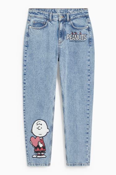 Femei - Mom jeans - high waist - Peanuts - denim-albastru deschis