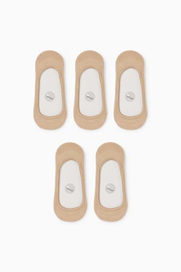 Femmes - Lot de 5 paires - chaussinettes - beige