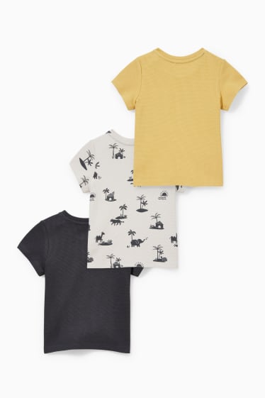 Miminka - Multipack 3 ks - tričko s krátkým rukávem pro miminka - béžová-žíhaná