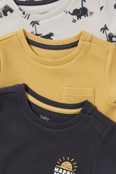 Bebés - Pack de 3 - camisetas de manga corta para bebé - beis jaspeado