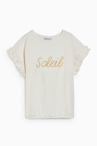 Kinder Mädchen - Kurzarmshirt - cremeweiss