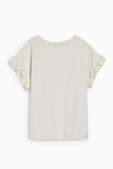 Kinder Mädchen - Kurzarmshirt - cremeweiss