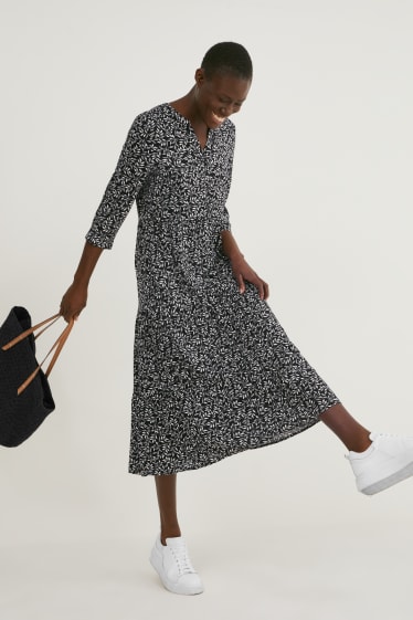 Women - Fit & flare dress - floral - black
