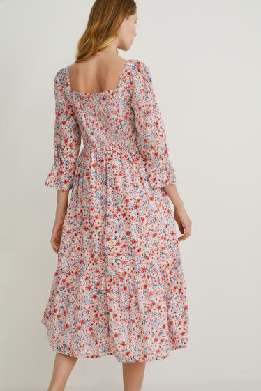 Women - Fit & flare dress - floral - white