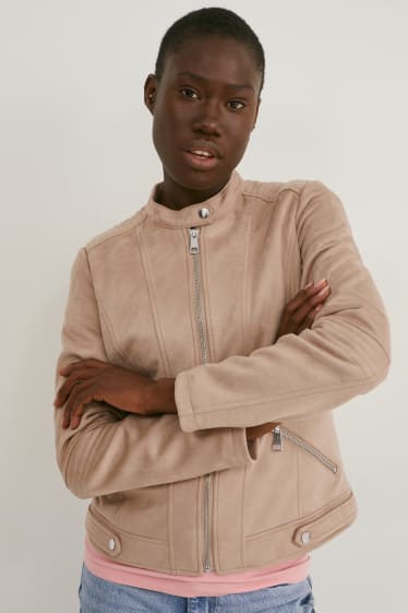 Women - Jacket - faux suede - light brown