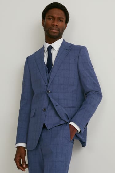 Men - Mix-and-match tailored jacket - regular fit - LYCRA® - check - dark blue-melange