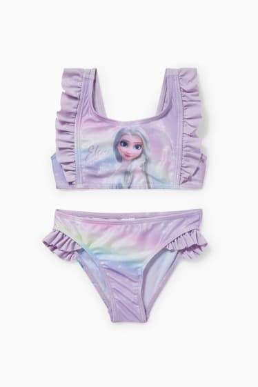 Enfants filles - La Reine des Neiges - bikini - 2 pièces - effet brillant - lilas