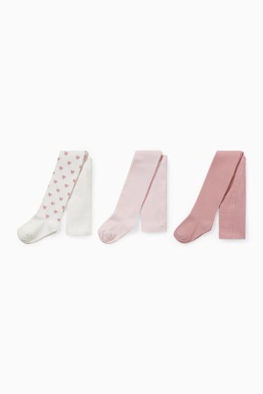 Bébés - Lot de 3 - collants pour bébé - rose