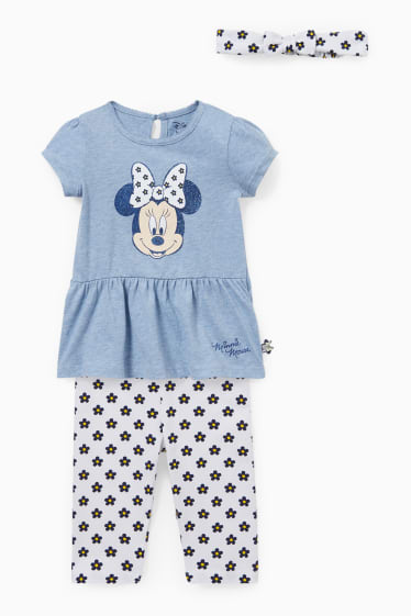 Babies - Minnie Mouse - baby outfit - 3 piece - light blue-melange