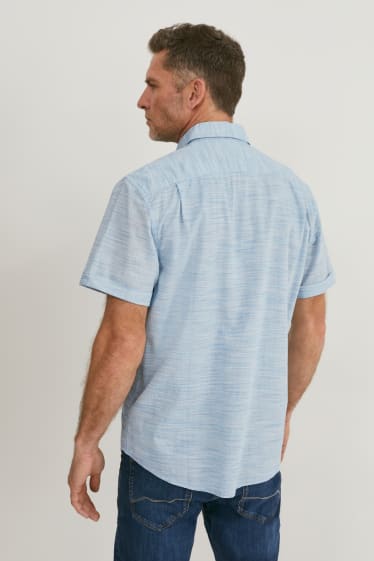 Uomo - Camicia - regular fit - collo all'italiana - azzurro melange