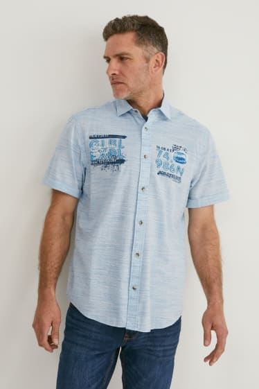 Hombre - Camisa - regular fit - kent - azul claro jaspeado