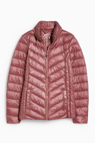 Femei - Jachetă cu puf cu glugă - roz închis