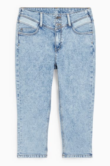Damen - Capri Jeans - High Waist - helljeansblau
