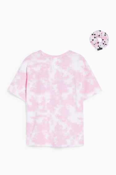 Copii - Mickey Mouse - set - tricou cu mânecă scurtă și elastic de păr - 2 piese - roz