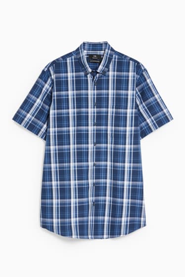 Men - Business shirt - regular fit - button-down collar - easy-iron - dark blue