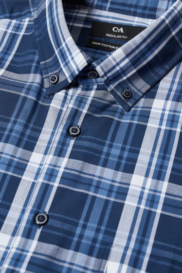 Men - Business shirt - regular fit - button-down collar - easy-iron - dark blue
