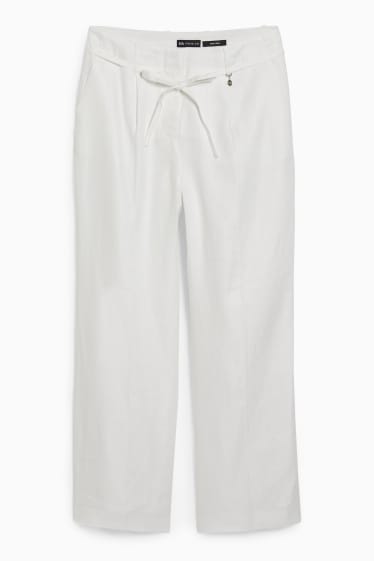 Women - Linen business trousers - straight fit - white