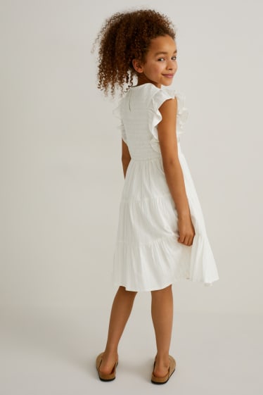 Enfants - Robe - finition brillante - blanc crème