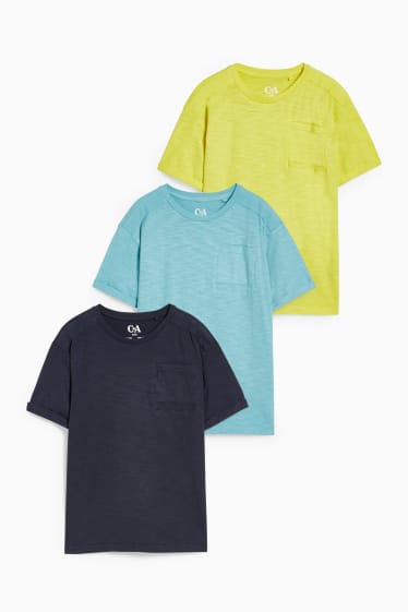 Dzieci - Wielopak, 3 szt. - koszulka z krótkim rękawem - ciemnoniebieski