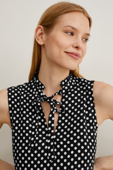 Women - A-line dress - polka dot - black / white