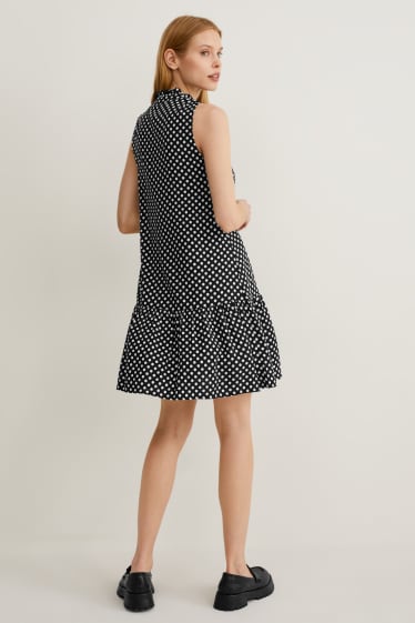 Dona - Vestit de línia A - de piquets - negre/blanc