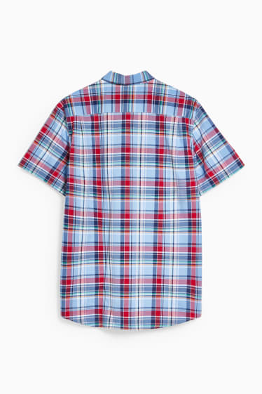 Herren - Businesshemd - Regular Fit - Button-down - bügelleicht - rot / dunkelblau
