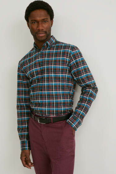 Heren - Business-overhemd - regular fit - button down - gemakkelijk te strijken - gekleurd