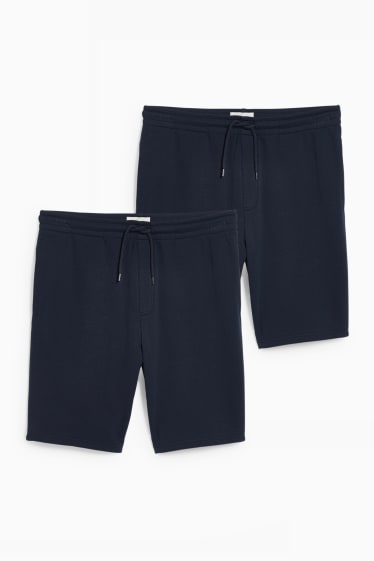 Heren - Set van 2 - sweatshort - donkerblauw