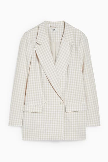 Femmes - Blazer avec épaulettes - à carreaux - beige