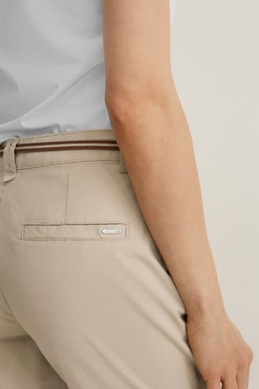 Women - Shorts with belt - taupe