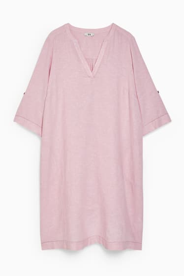 Damen - Kleid - Leinen-Mix - rosa