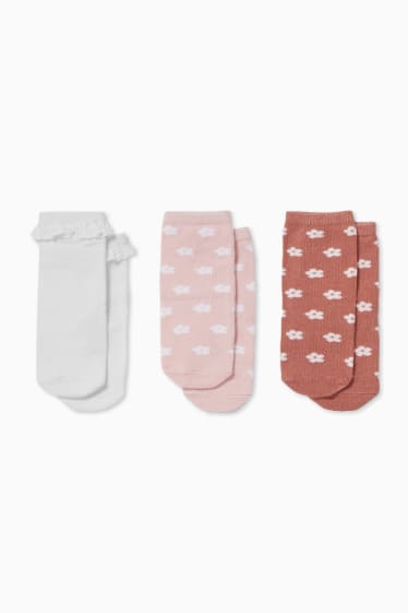 Baby's - Set van 3 paar - babysokken - wit / roze