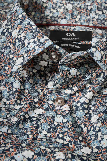 Men - Business shirt - regular fit - kent collar - brown