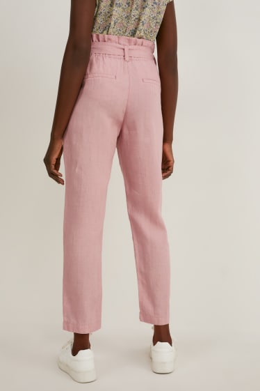 Women - Linen trousers - relaxed fit - rose