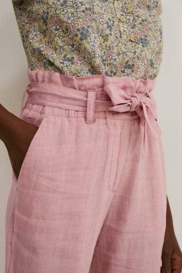 Women - Linen trousers - relaxed fit - rose