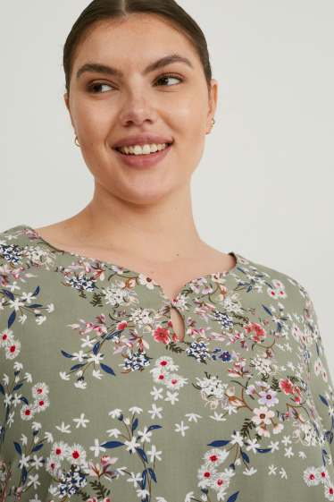 Women - Blouse - floral - khaki