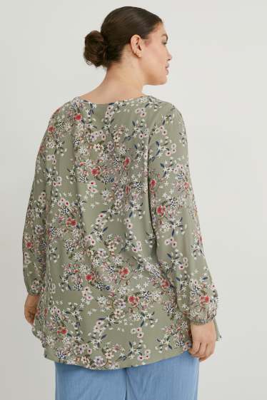 Women - Blouse - floral - khaki