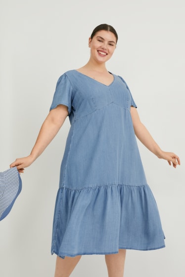 Damen - Kleid - helljeansblau