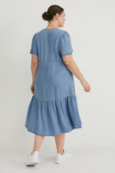 Damen - Kleid - helljeansblau