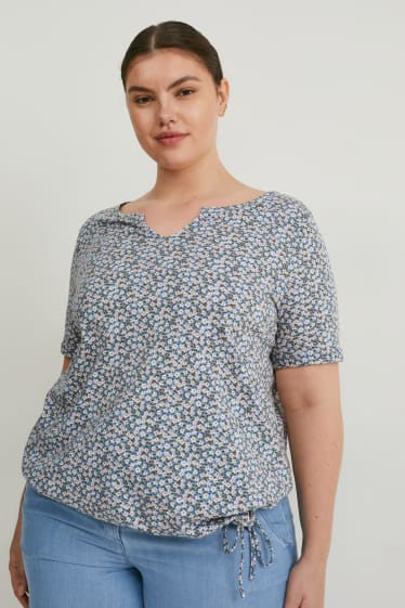 Women - T-shirt - floral - blue