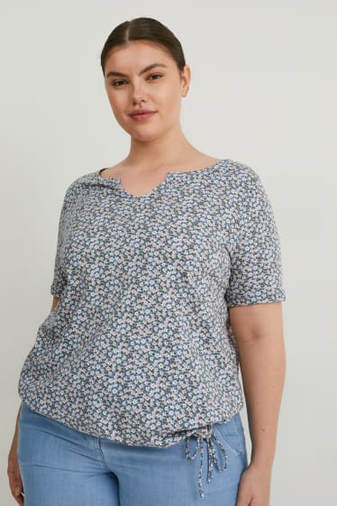 Damen - T-Shirt - geblümt - blau