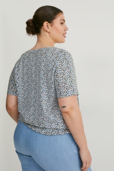 Femmes - T-shirt - à fleurs - bleu