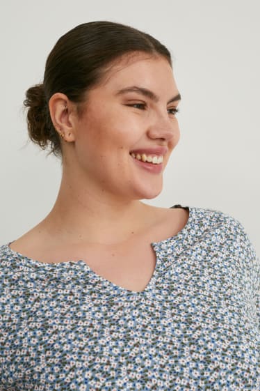 Femmes - T-shirt - à fleurs - bleu