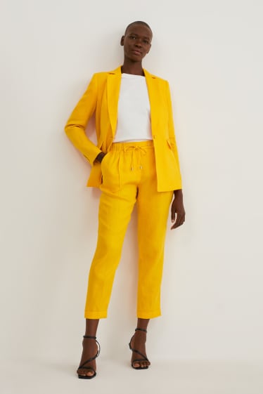 Women - Linen trousers - slim fit - yellow