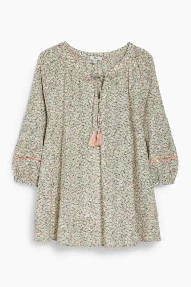 Women - Blouse - floral - light green
