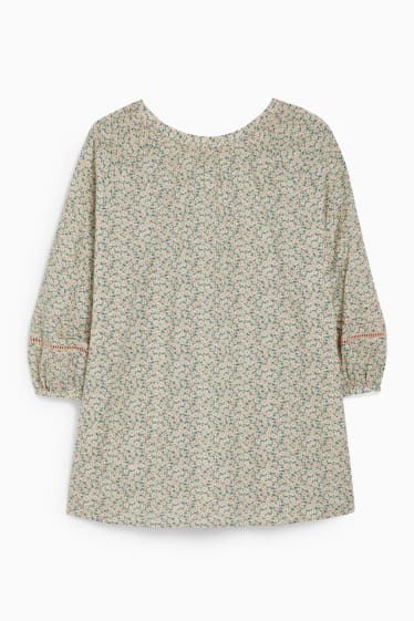 Women - Blouse - floral - light green